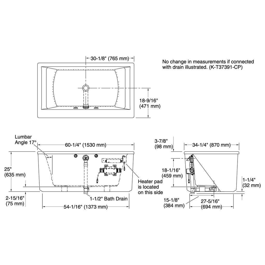 Kohler 24018-GHW-0 Stargaze Fs 60 Bbm Bath Straight Apron