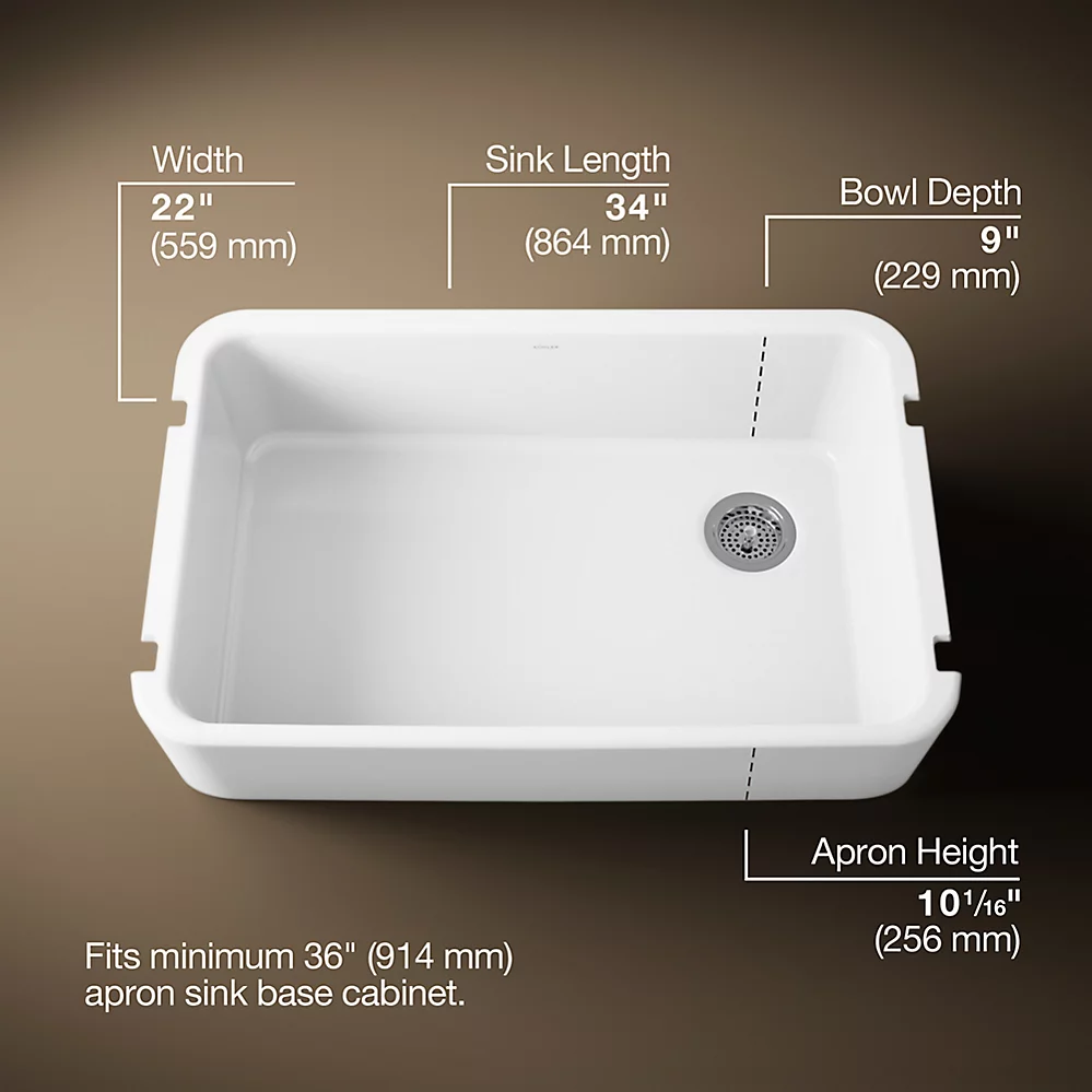 Kohler 24268-0 Ironridge 36 Sgl Basin Tall Apron Frt