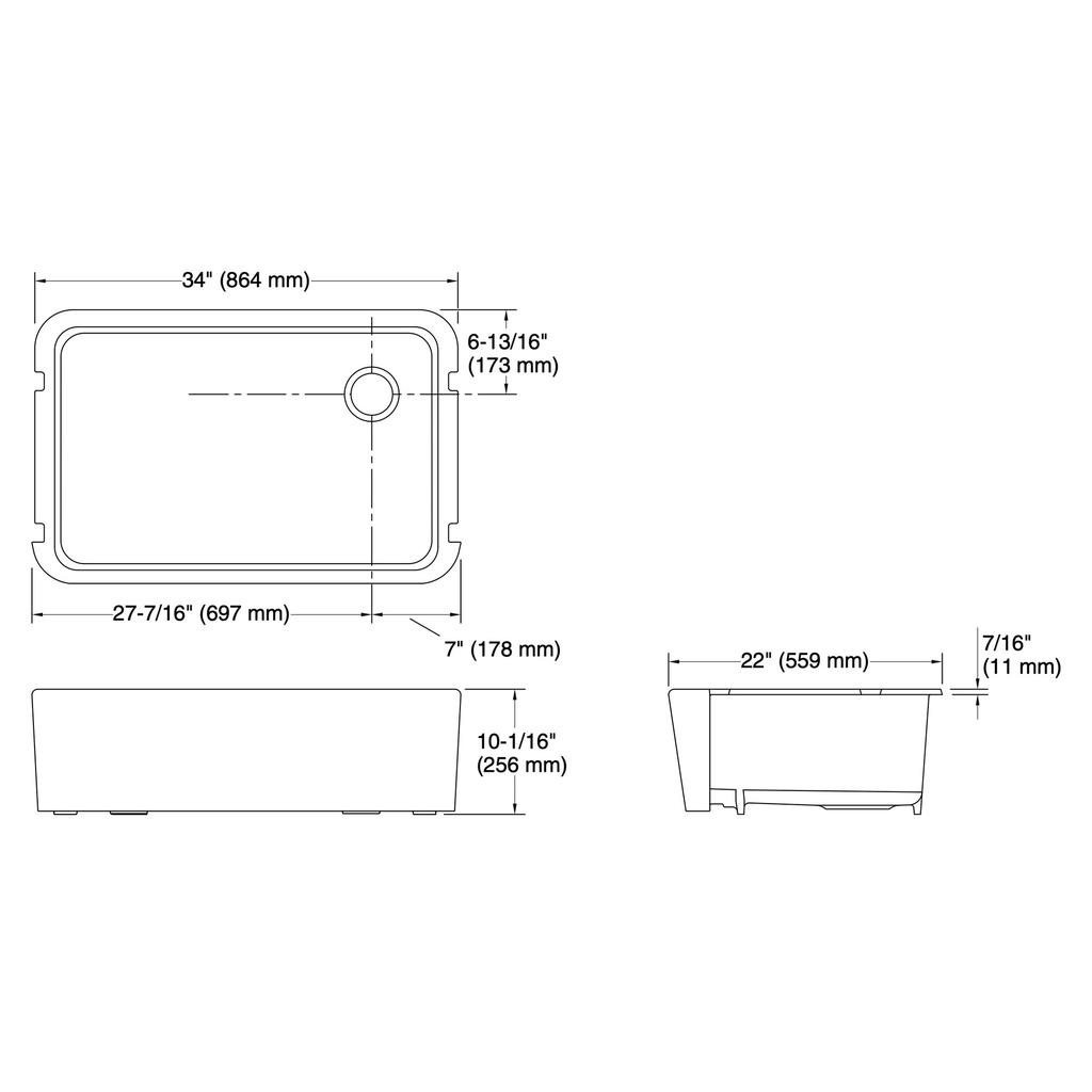 Kohler 24268-0 Ironridge 36 Sgl Basin Tall Apron Frt