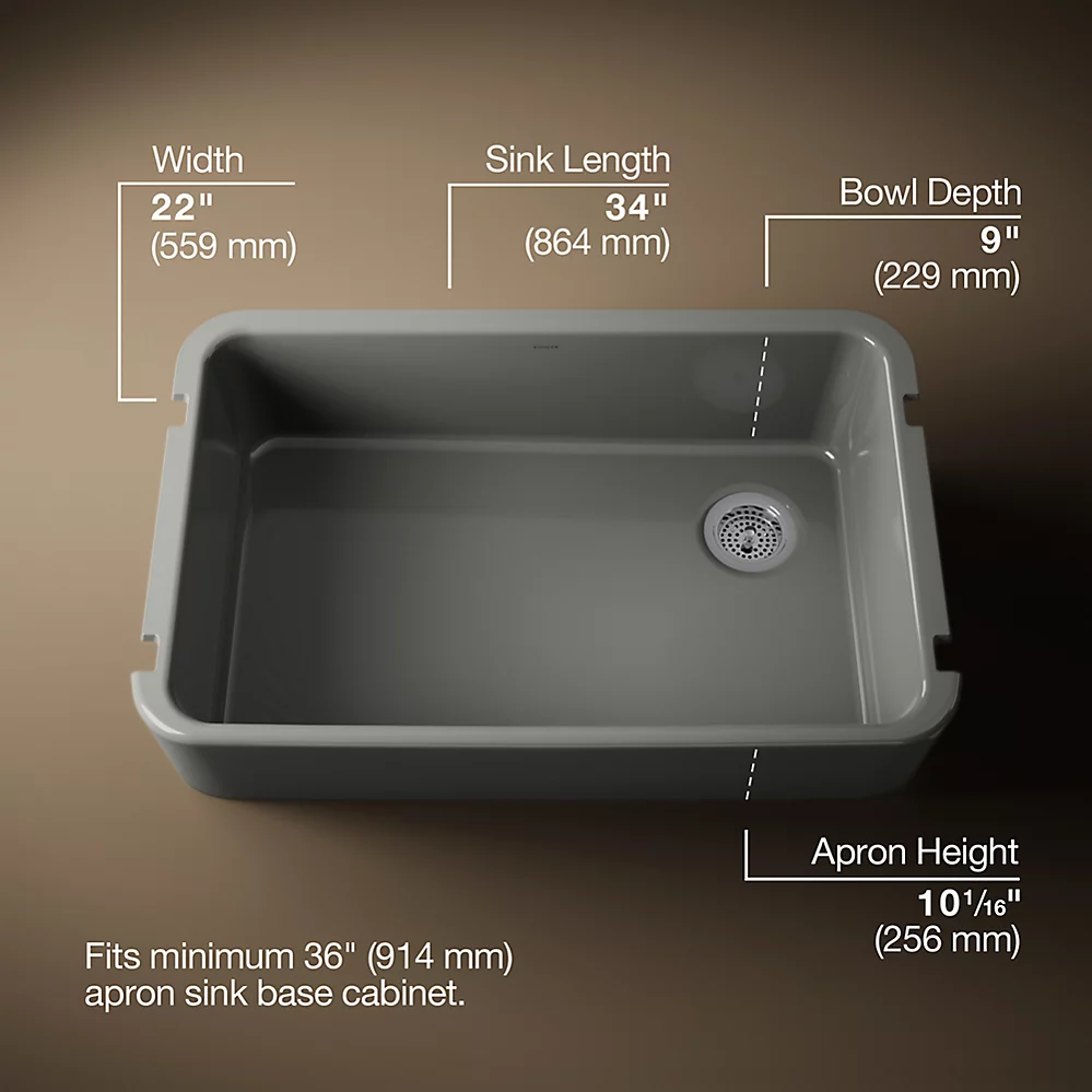 Kohler 24268-58 Ironridge 36 Sgl Basin Tall Apron Frt