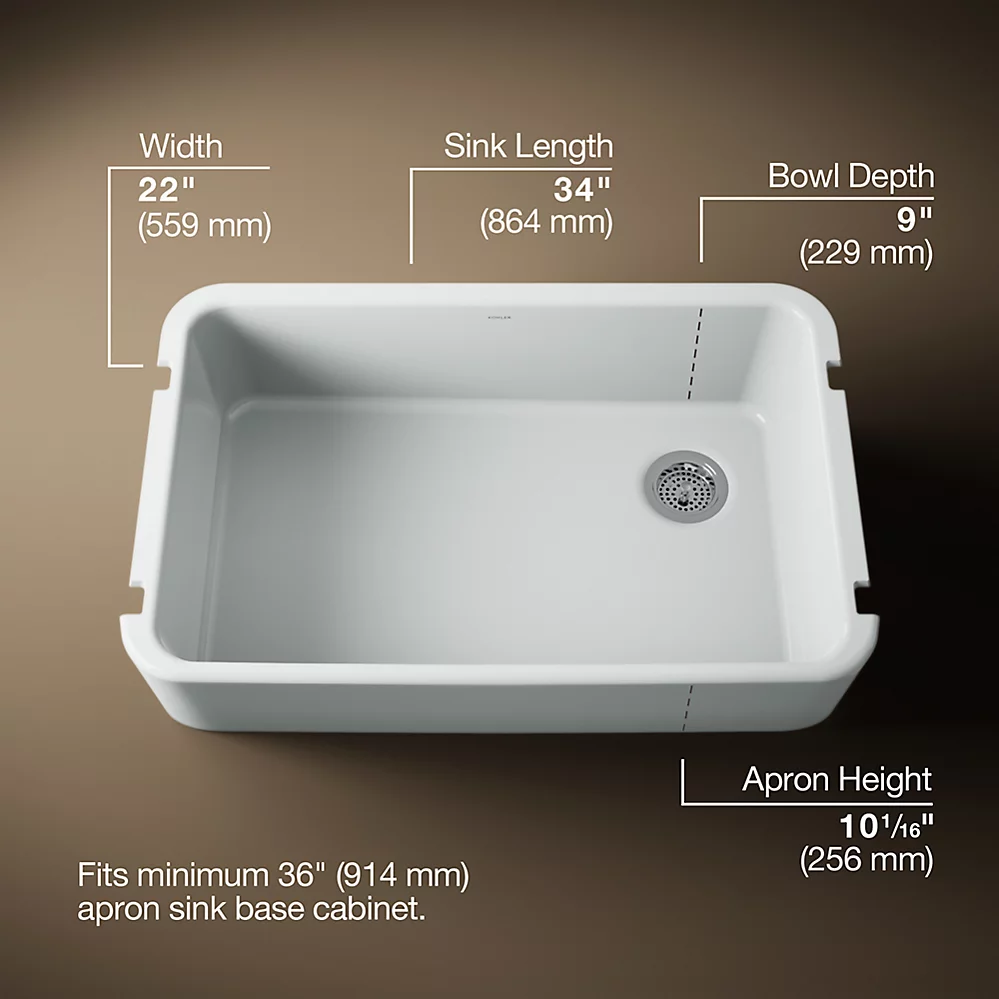 Kohler 24268-95 Ironridge 36 Sgl Basin Tall Apron Frt