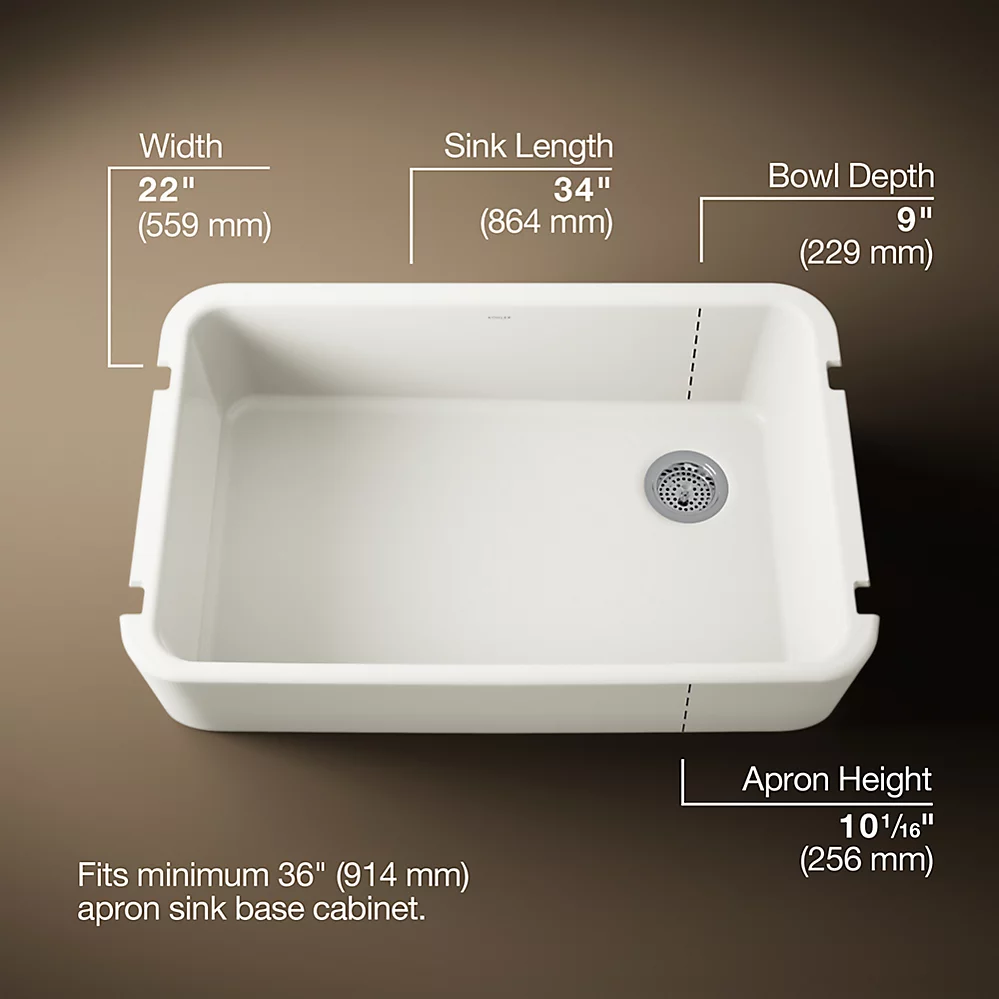 Kohler 24268-96 Ironridge 36 Sgl Basin Tall Apron Frt
