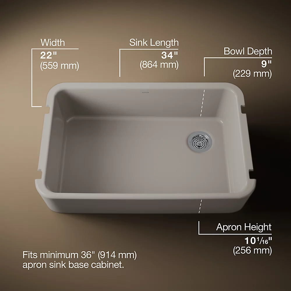 Kohler 24268-TRF Ironridge 36 Sgl Basin Tall Apron Frt