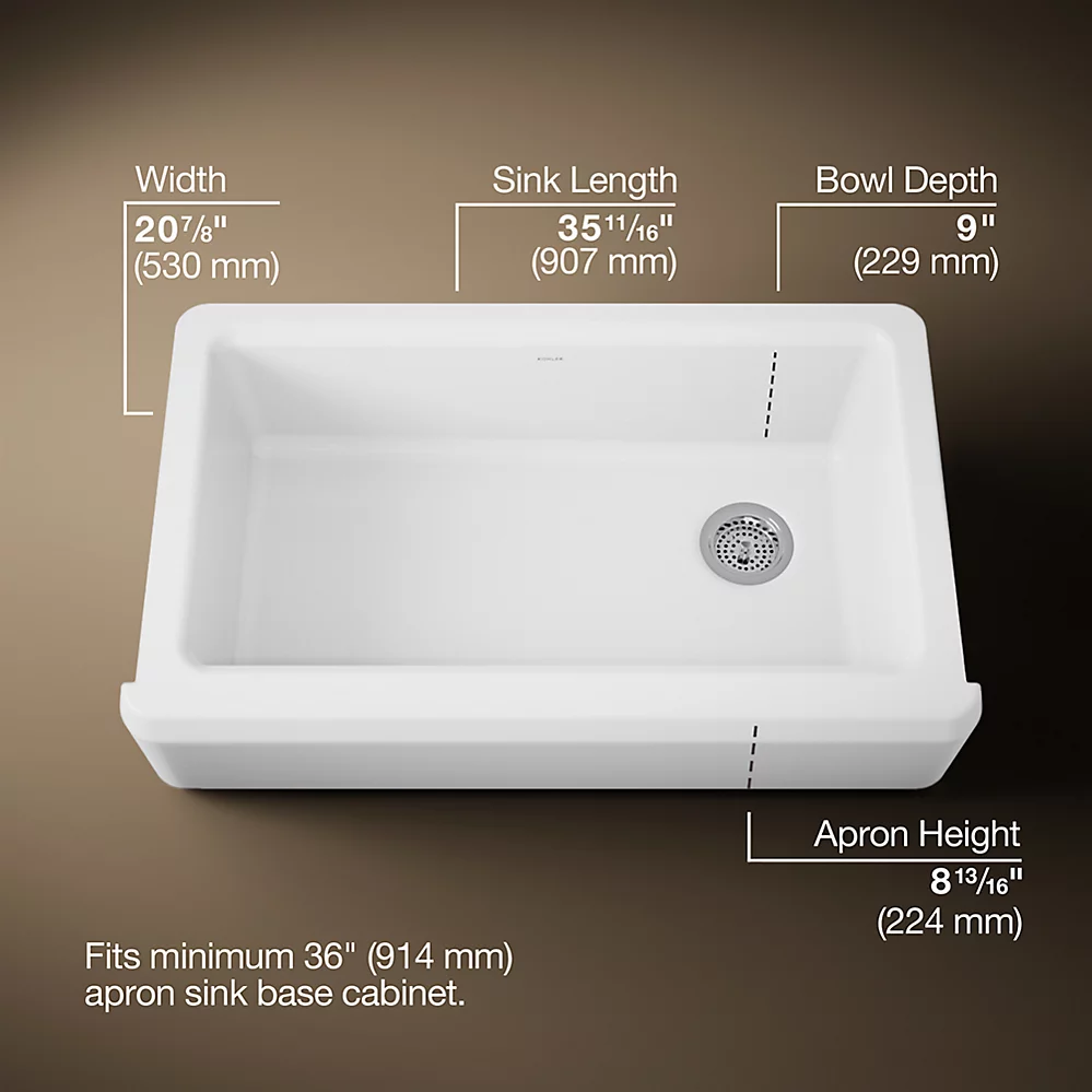 Kohler 24564-0 Riverby Uc 36 Tall Apron Sink