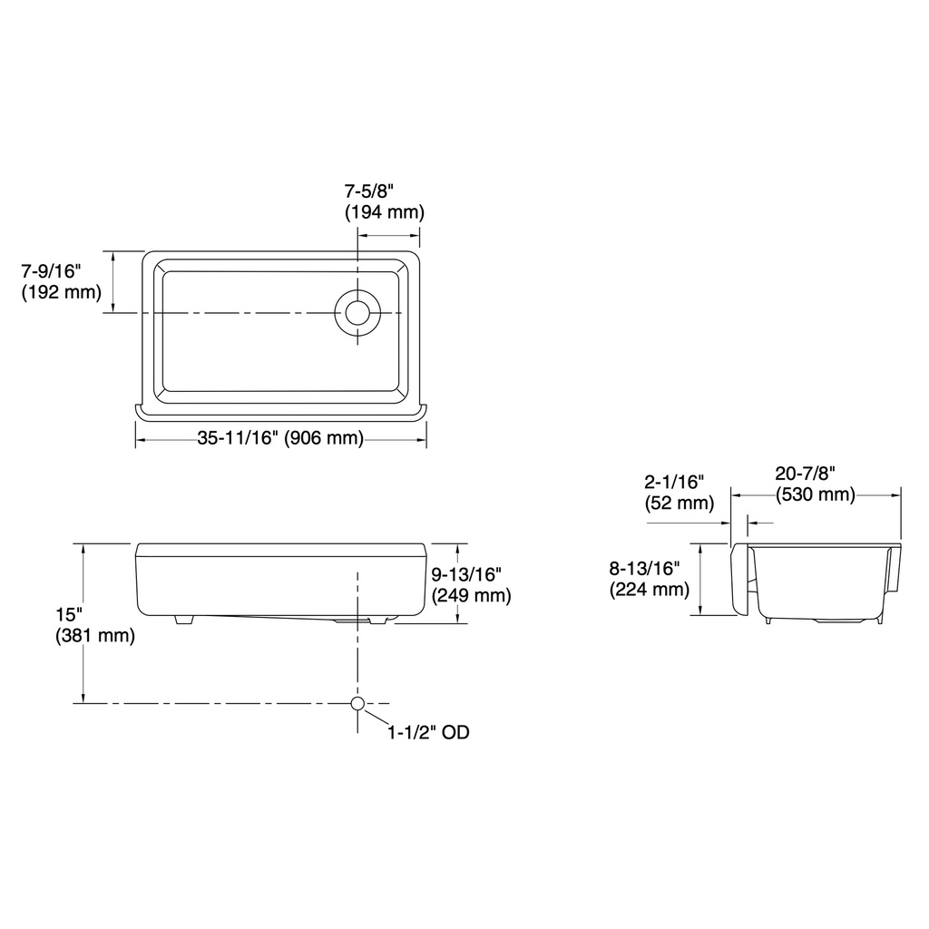 Kohler 24564-0 Riverby Uc 36 Tall Apron Sink