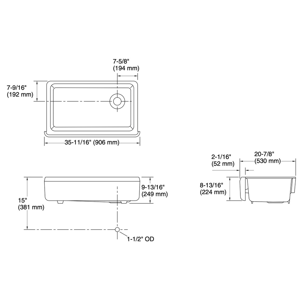 Kohler 24564-7 Riverby Uc 36 Tall Apron Sink