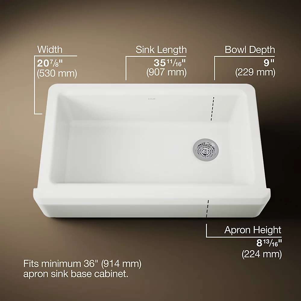 Kohler 24564-NY Riverby Uc 36 Tall Apron Sink