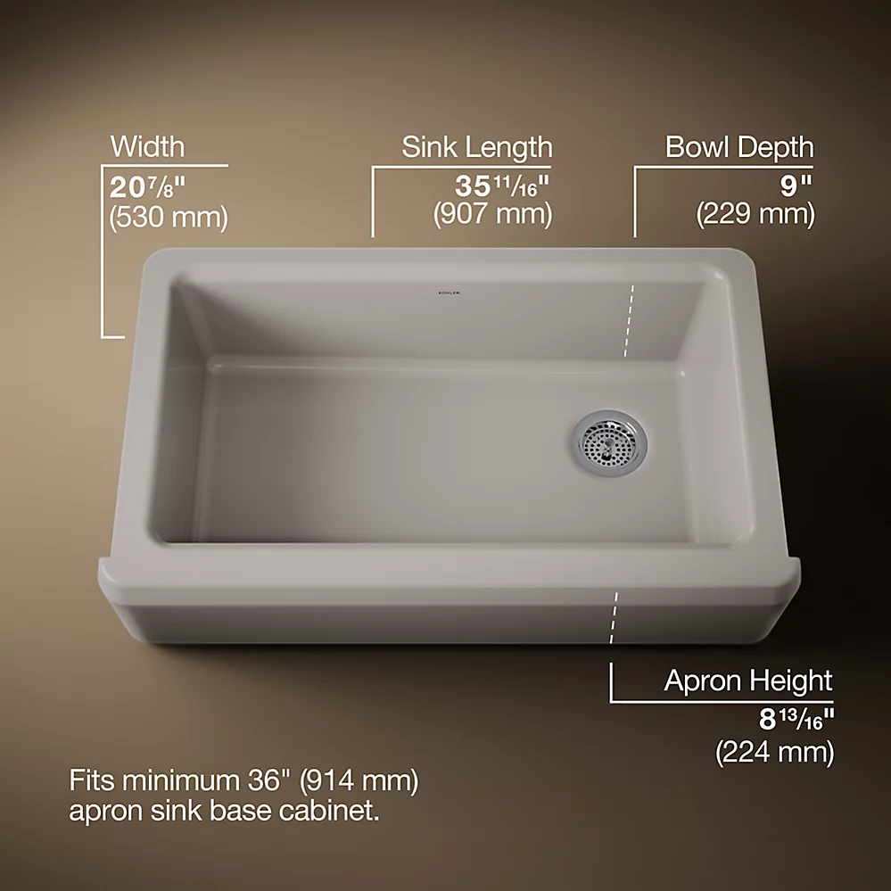 Kohler 24564-TRF Riverby Uc 36 Tall Apron Sink