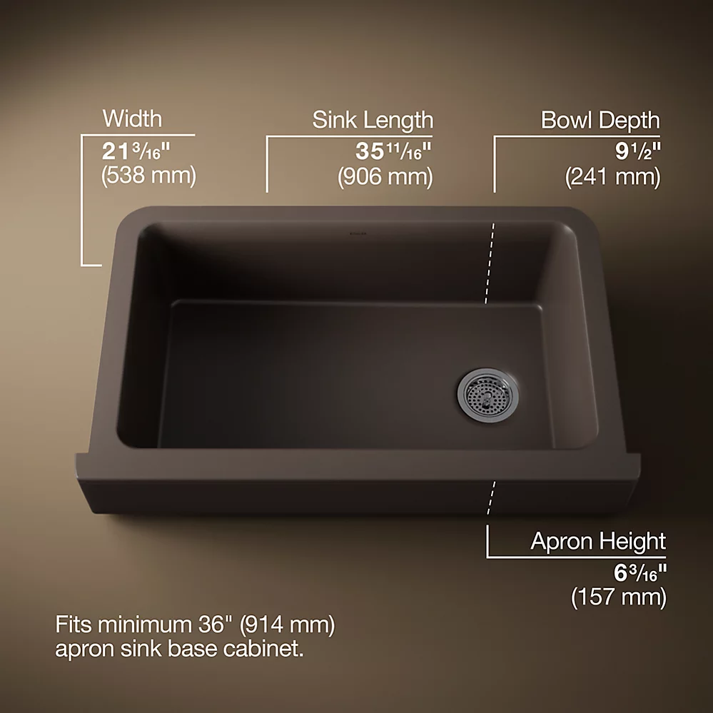 Kohler 25784-CM2 Cairn 1 Basin 36 Short Aprn