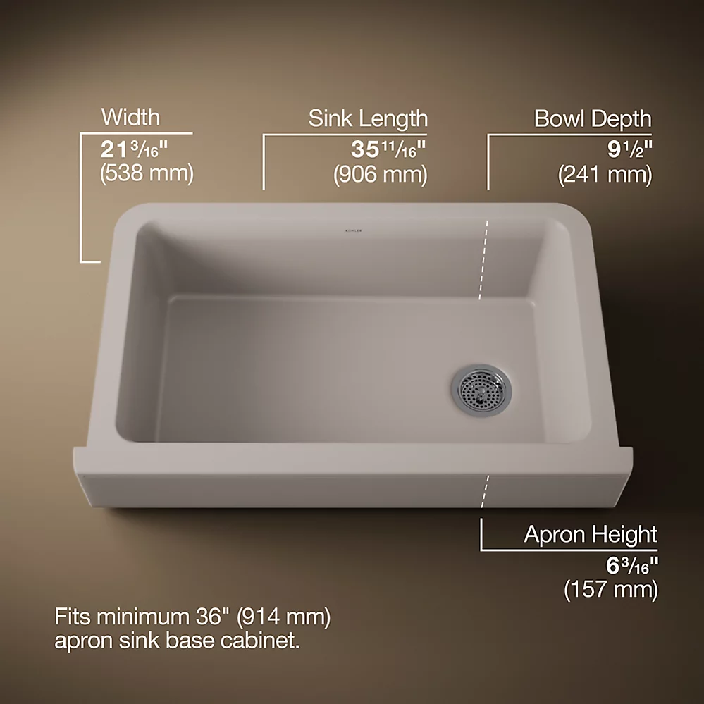 Kohler 25784-CM3 Cairn 1 Basin 36 Short Aprn