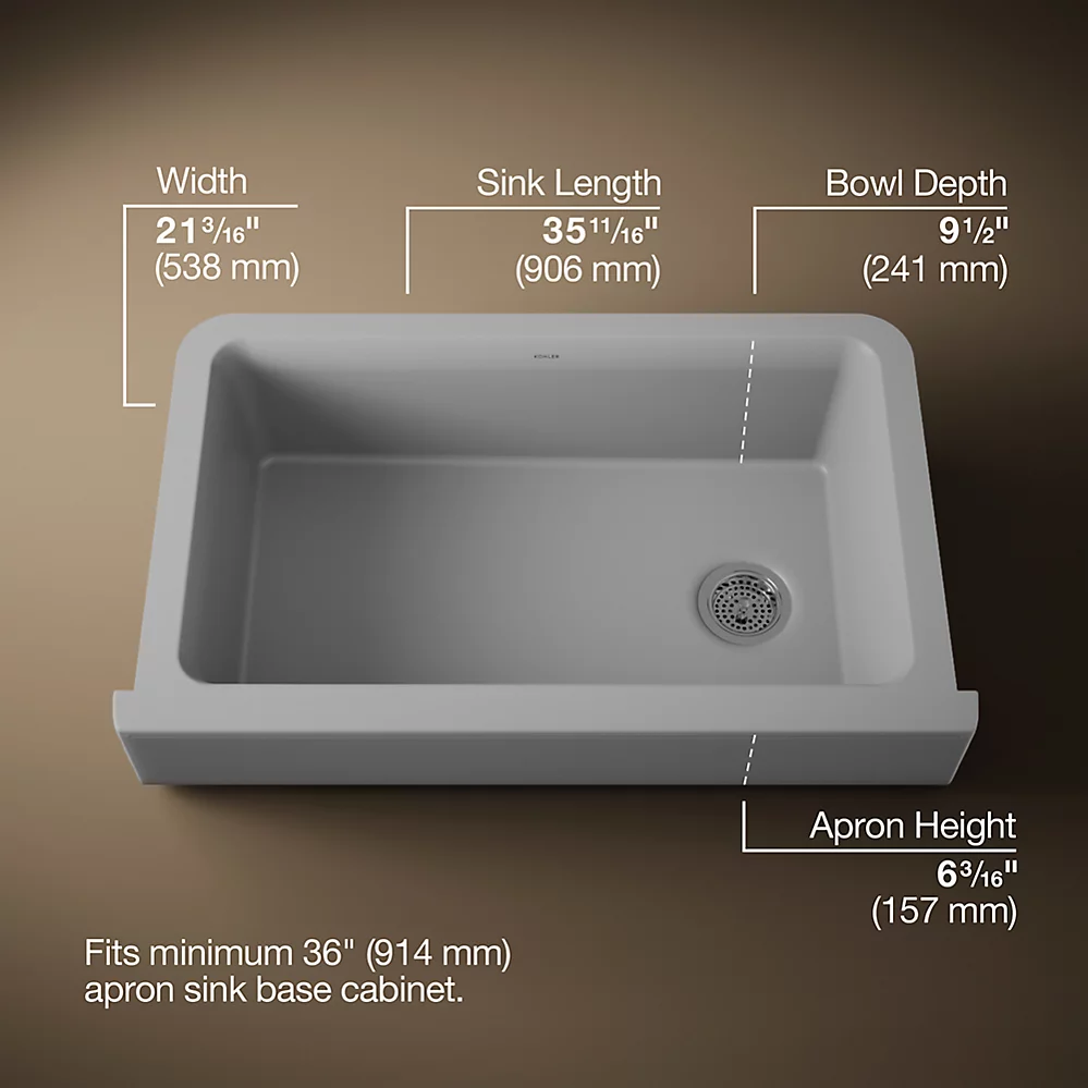 Kohler 25784-CM4 Cairn 1 Basin 36 Short Aprn