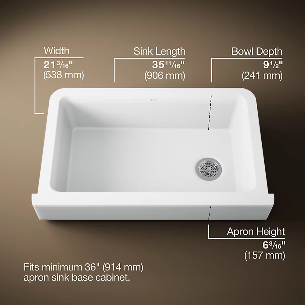 Kohler 25784-CM6 Cairn 1 Basin 36 Short Aprn