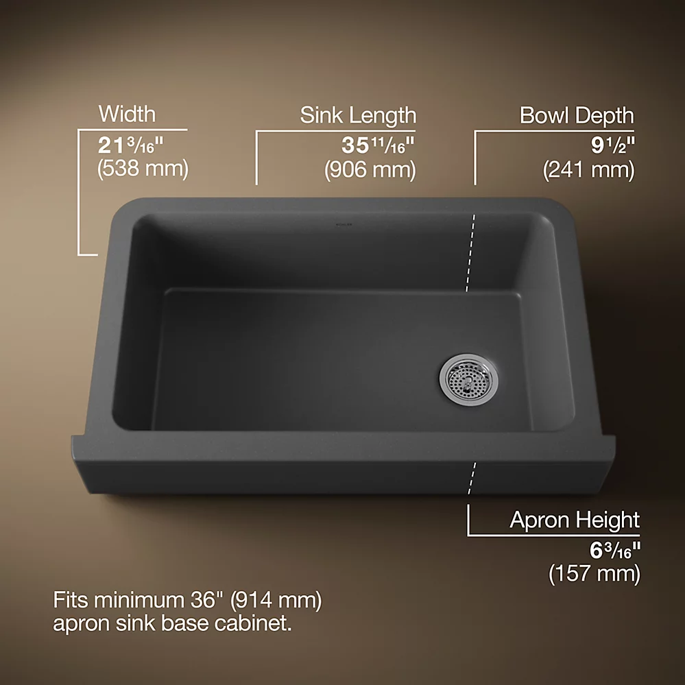 Kohler 25784-CM7 Cairn 1 Basin 36 Short Aprn
