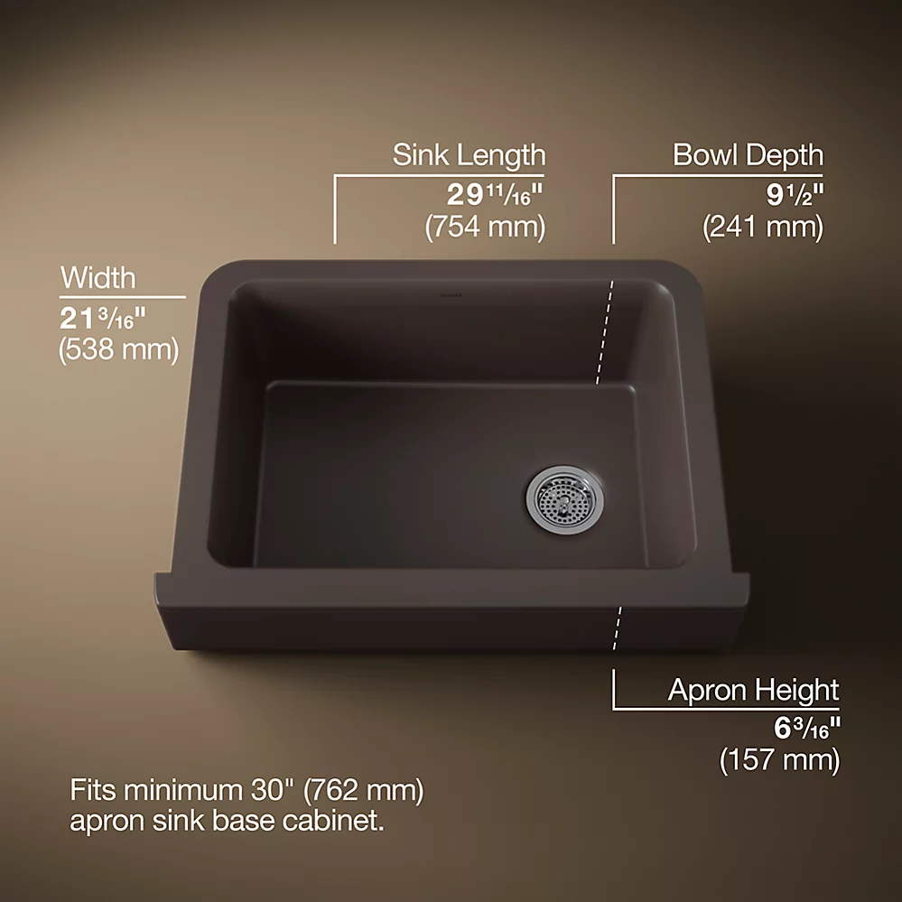Kohler 25785-CM2 Cairn 1 Basin 30 Short Aprn