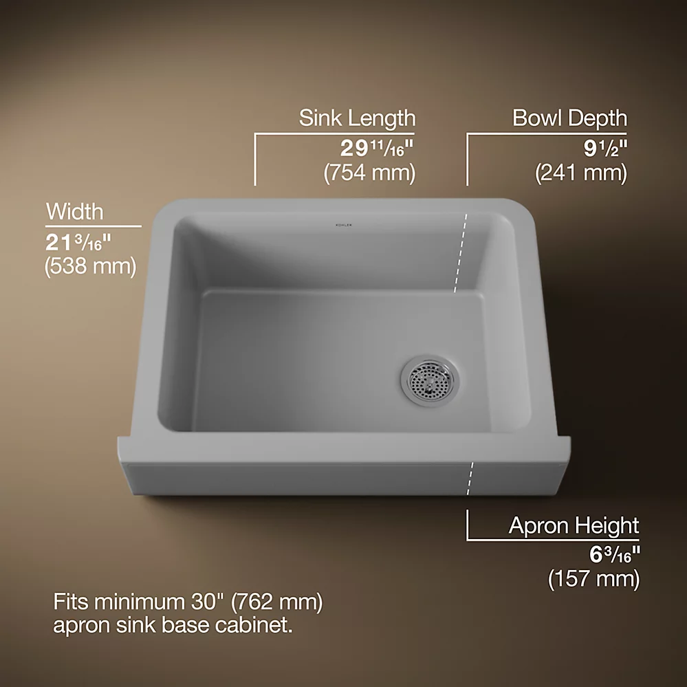Kohler 25785-CM4 Cairn 1 Basin 30 Short Aprn
