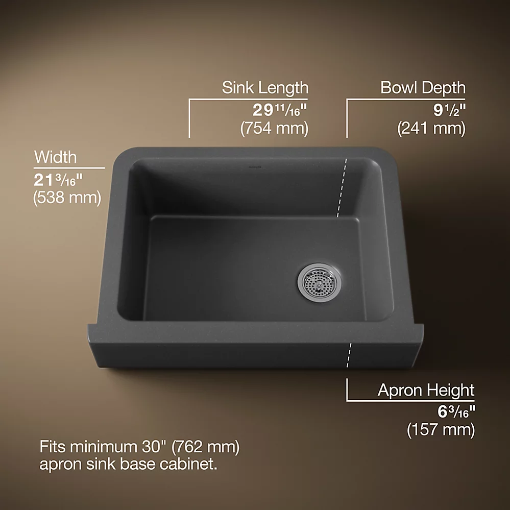 Kohler 25785-CM7 Cairn 1 Basin 30 Short Aprn