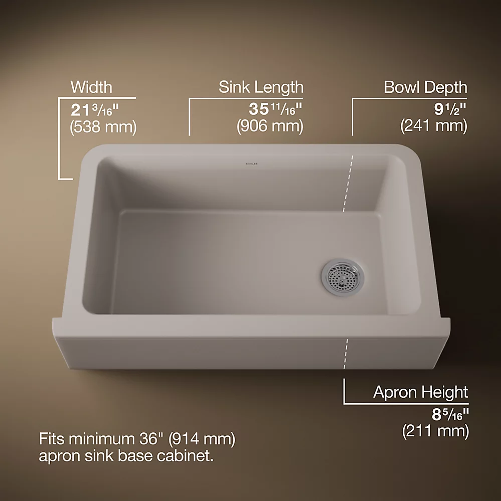 Kohler 25786-CM3 Cairn 1 Basin 36 Tall Apron