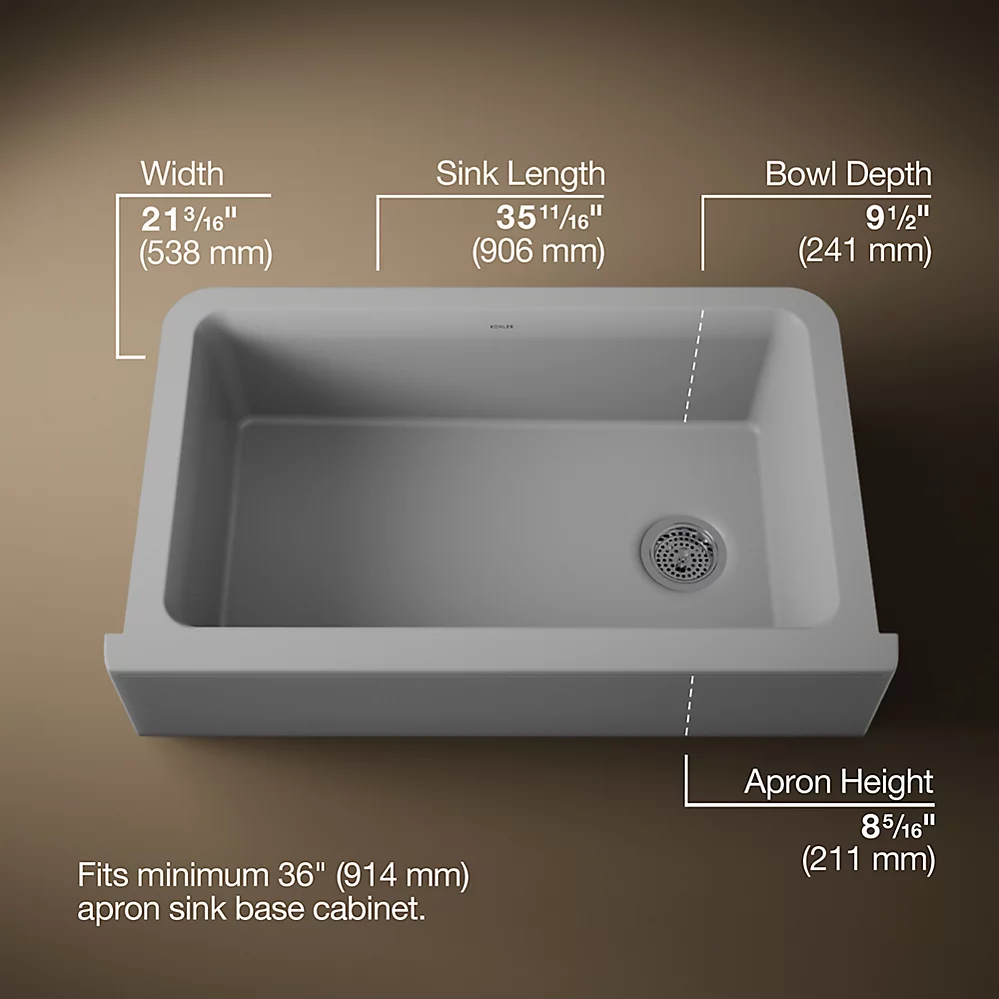 Kohler 25786-CM4 Cairn 1 Basin 36 Tall Apron