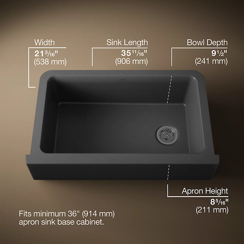 Kohler 25786-CM7 Cairn 1 Basin 36 Tall Apron