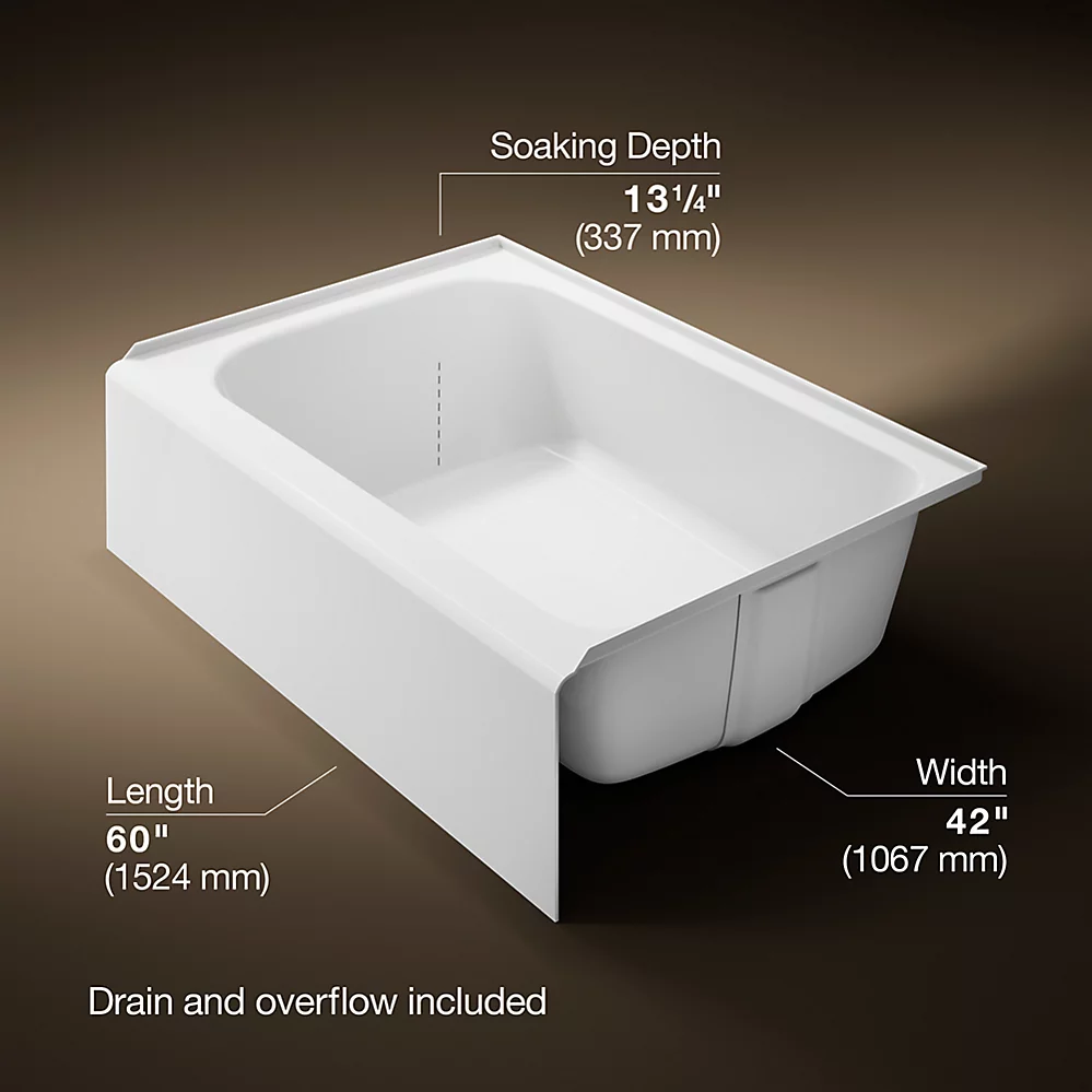 Kohler 25833-RA-0 Avec 60 X 42 Ia Bath RH Drain