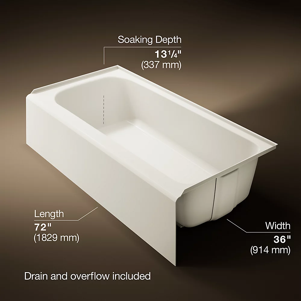 Kohler 25834-RA-96 Avec 72 X 36 Ia Bath RH Drain