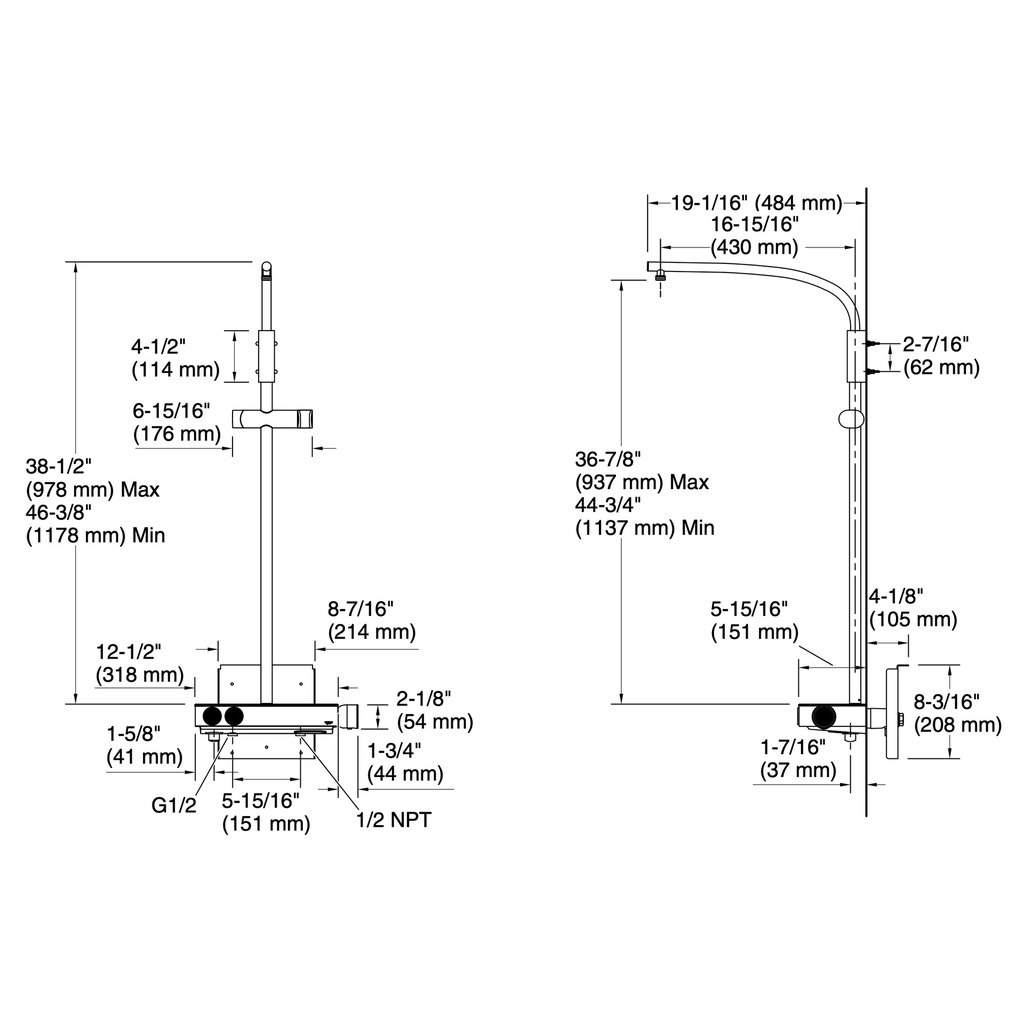 Kohler 26337-9-2MB Anthem Th Shower Column W/O Fit 2Ot