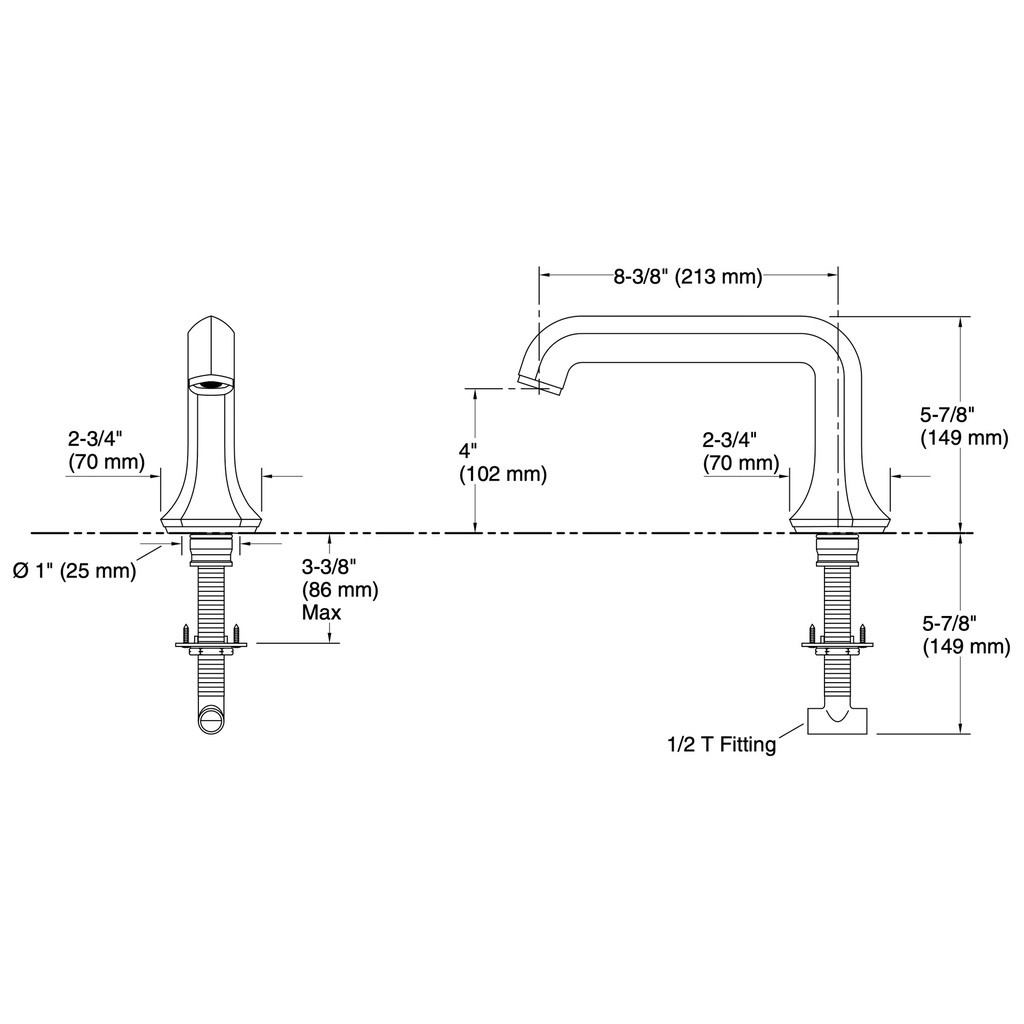 Kohler 27017-TT Occasion Deck Mount Bath Straight Spout