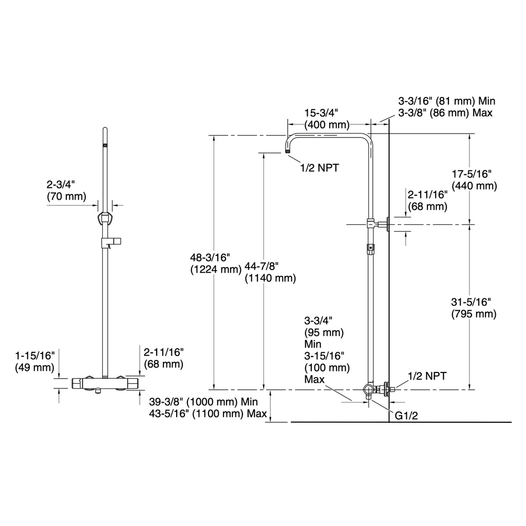 Kohler 27031-9-CP Occasion Th 2-Way Shower Column