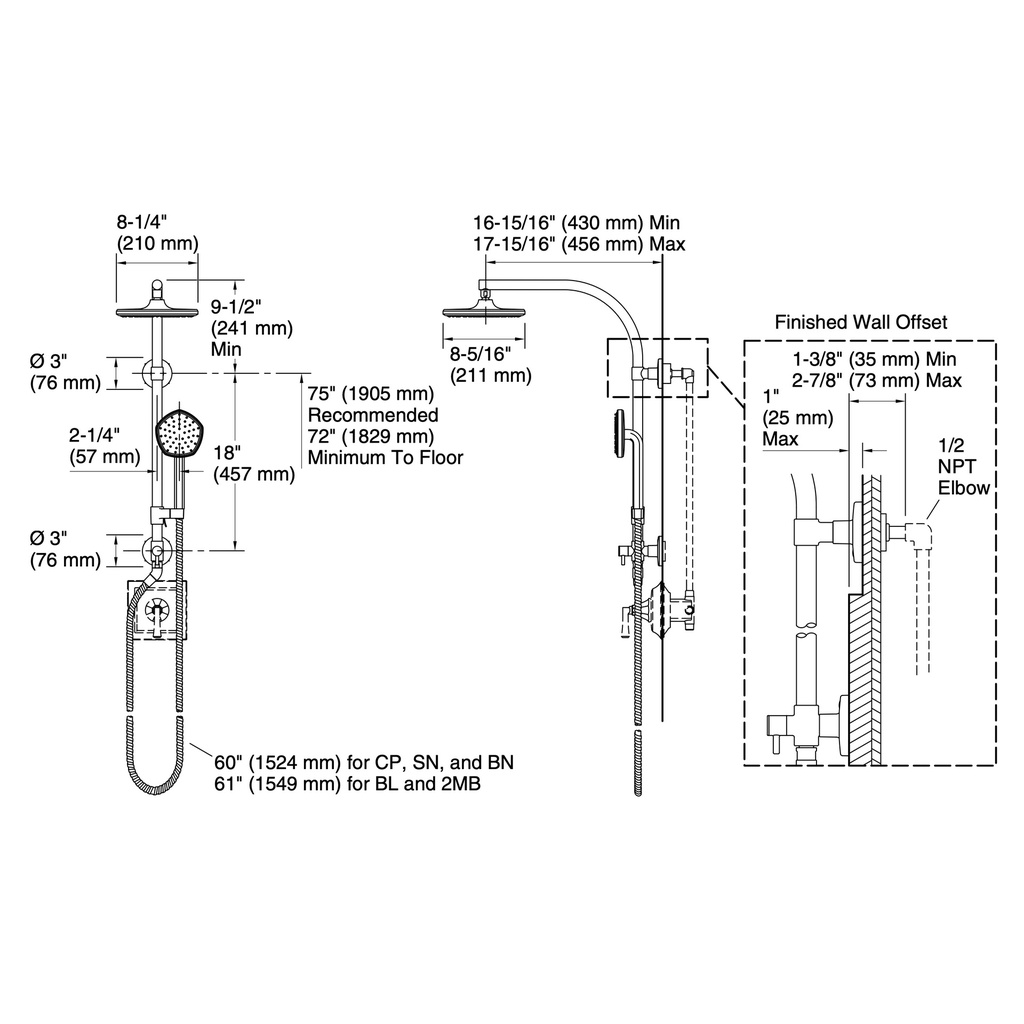 Kohler 27118-G-AF Occasion Hydrorail-R Set 1.75 Gpm