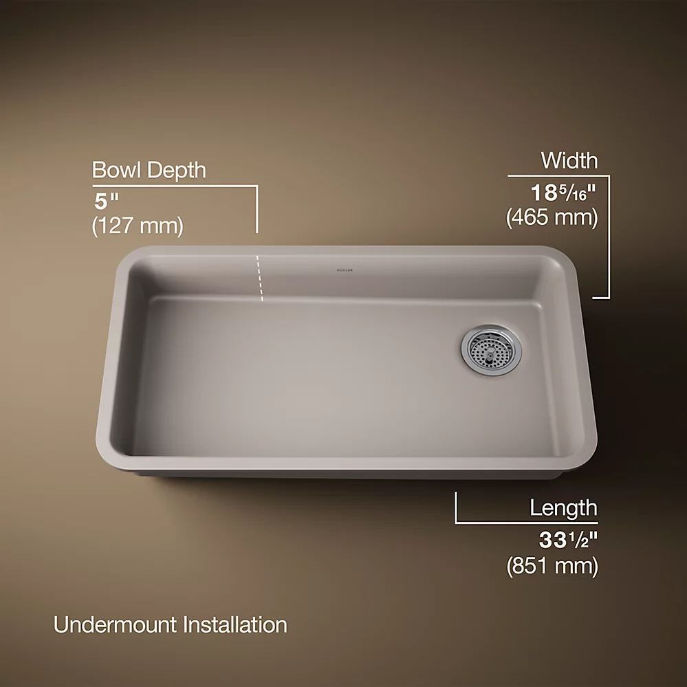 Kohler 27785-CM3 Neoroc Cairn 33 Sgl Basin Ada Sink