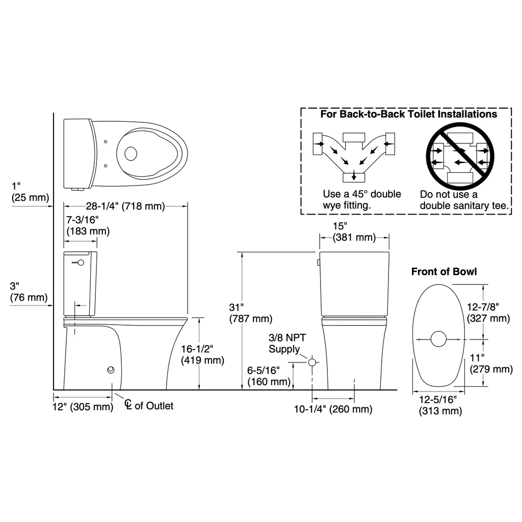 Kohler 28161-96 Veil Ch Eb 1.28 2-Pc Tlt