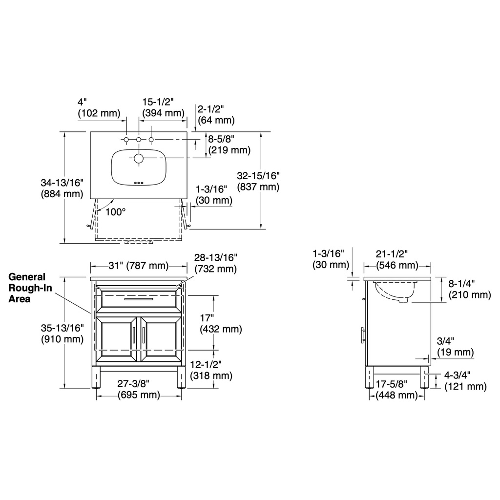 Kohler 28380-ASB-1WT Quo Vanity 30 Inches