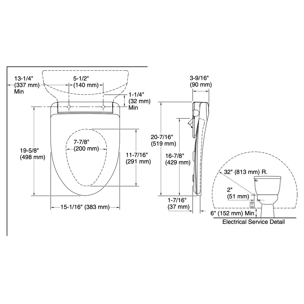 Kohler 28821-96 Purewash E930 Bidet Seat