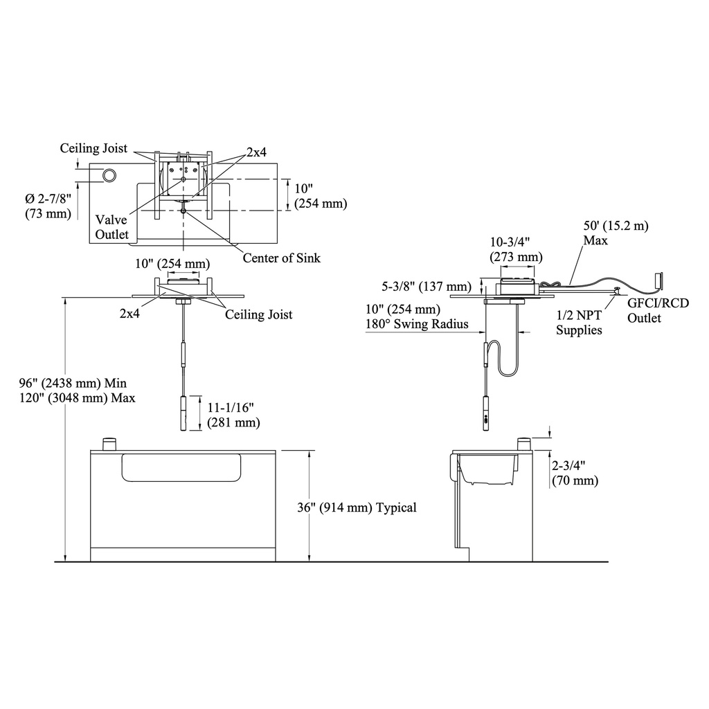 Kohler 29179-VS Purist Suspend Ceiling Mnt Kitchen Fct