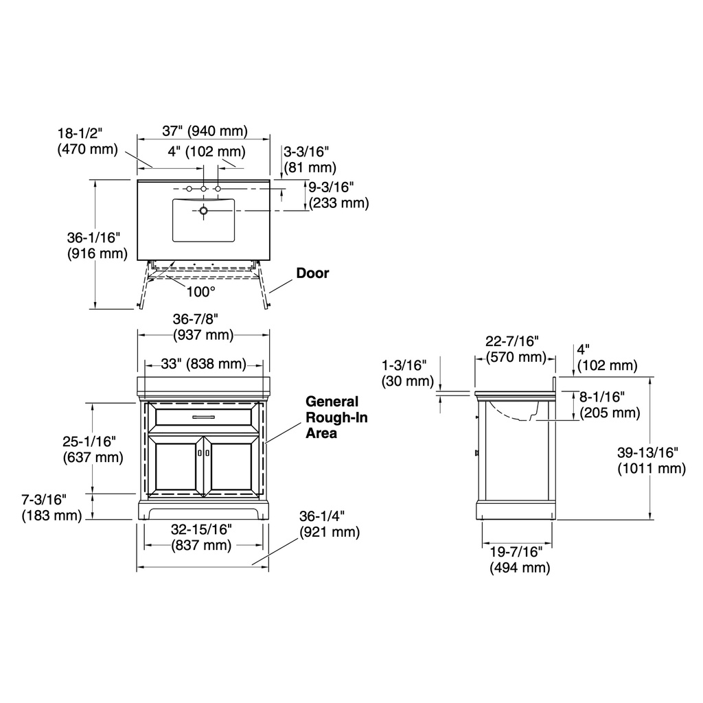 Kohler 29261-BD1-0 Charlemont 36 Inch Vanity Set