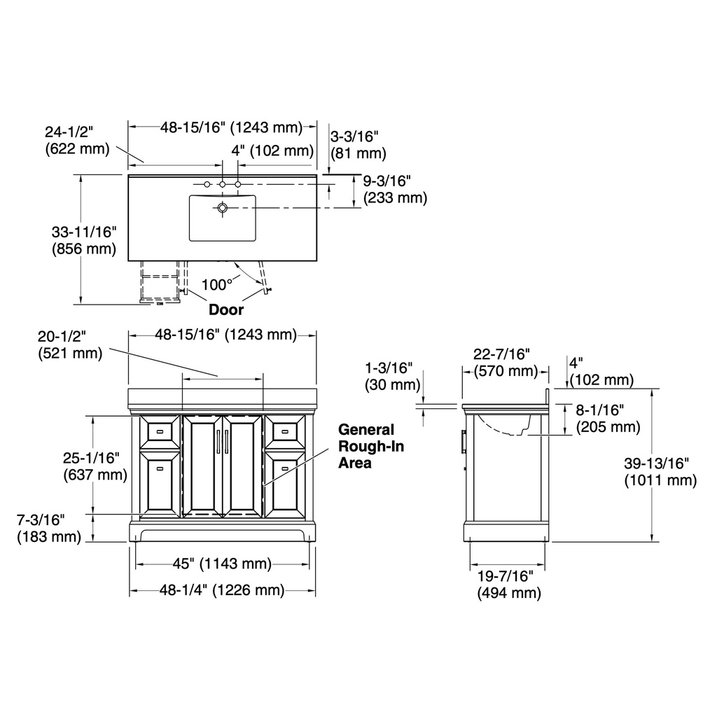 Kohler 29263-BD1-DWG Charlemont 60 Inch Vanity Set