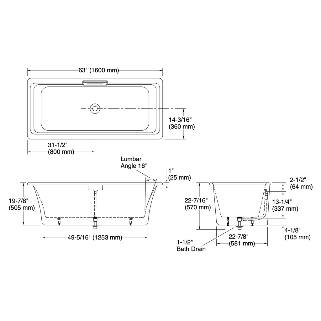 Kohler 29328-P5-0 Volute Rect 63 W Base