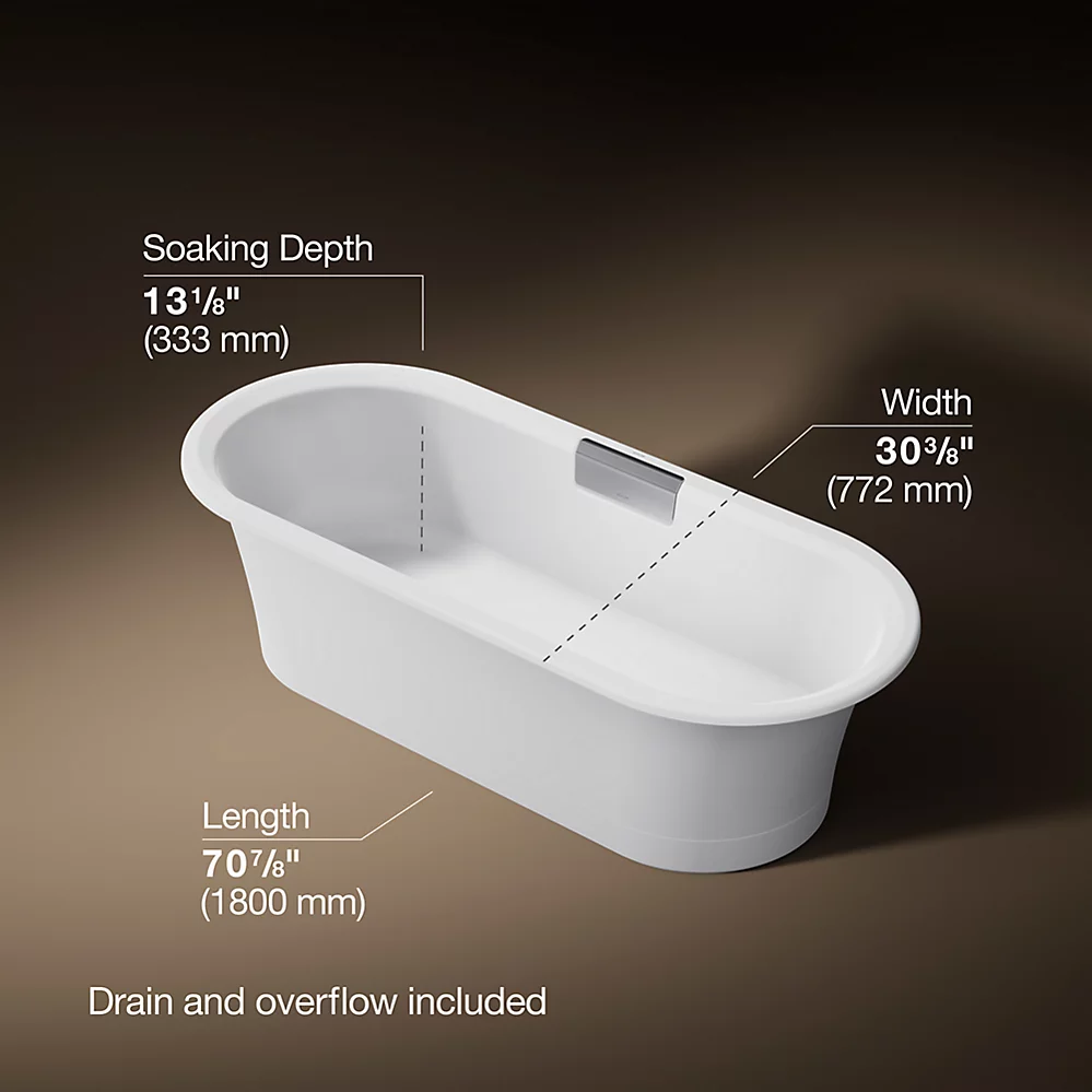Kohler 29330-0-0 Volute Oval 70-7/8 W Base