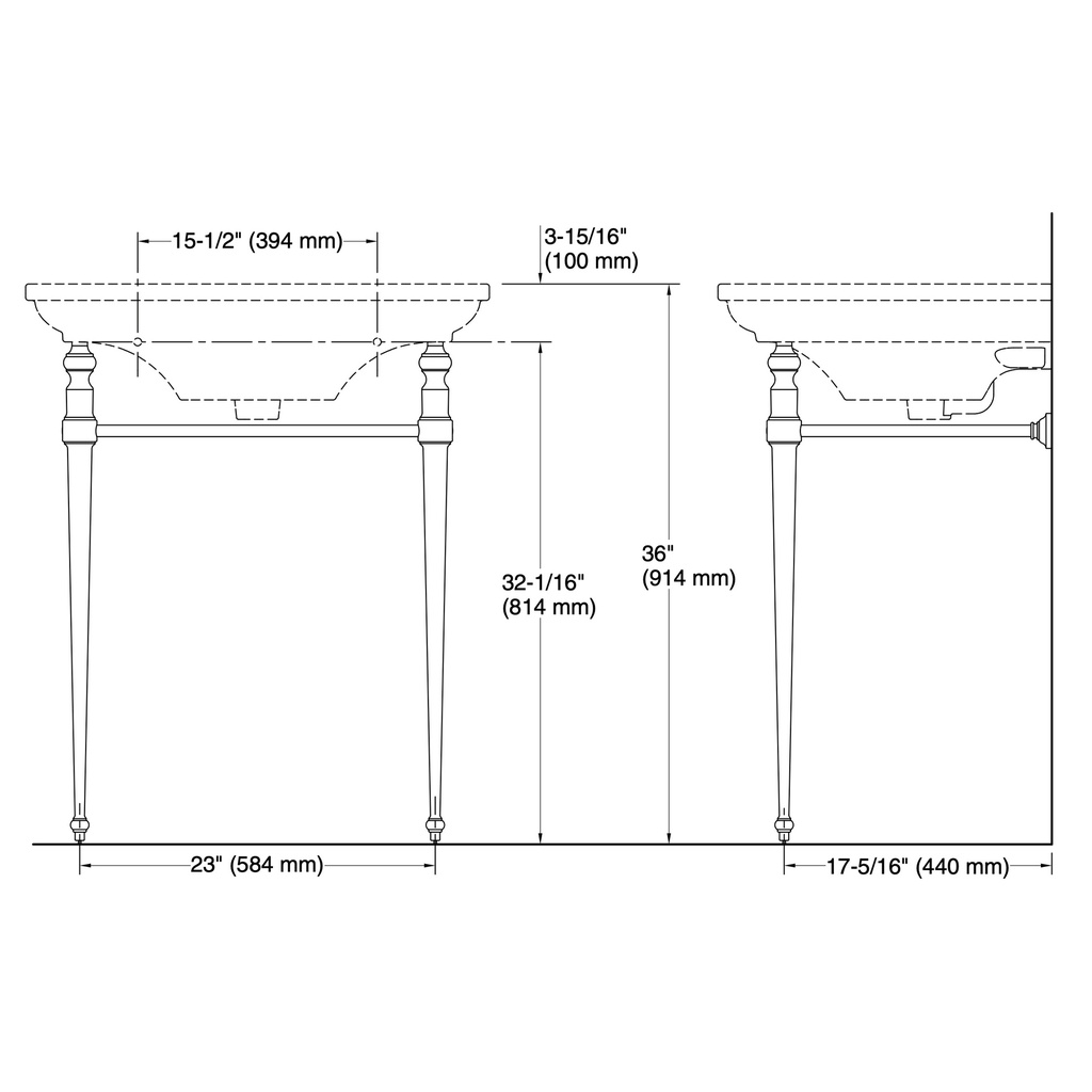 Kohler 30003-BN Memoirs Console Legs 30In Stately