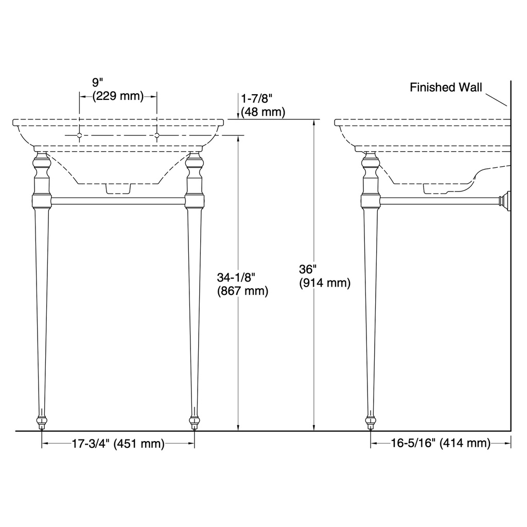 Kohler 30007-BN Memoirs Console Legs 24In Stately
