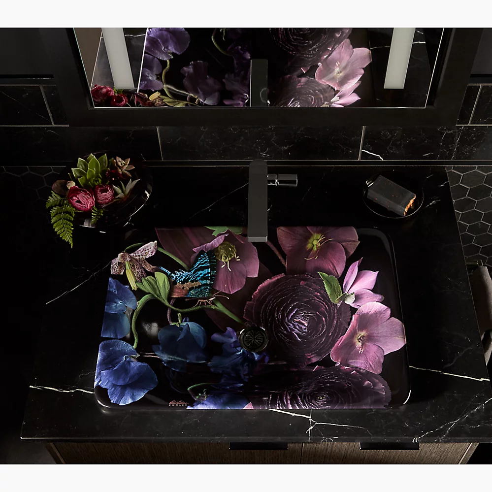 Kohler 30334-DM2-0 Dutchmaster Midnight Floral Rect Lav