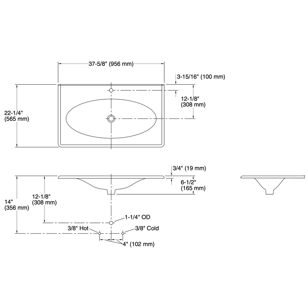 Kohler 3051-1-7 Iron/Impressions Ci Itb, 37 In, 1-Hole