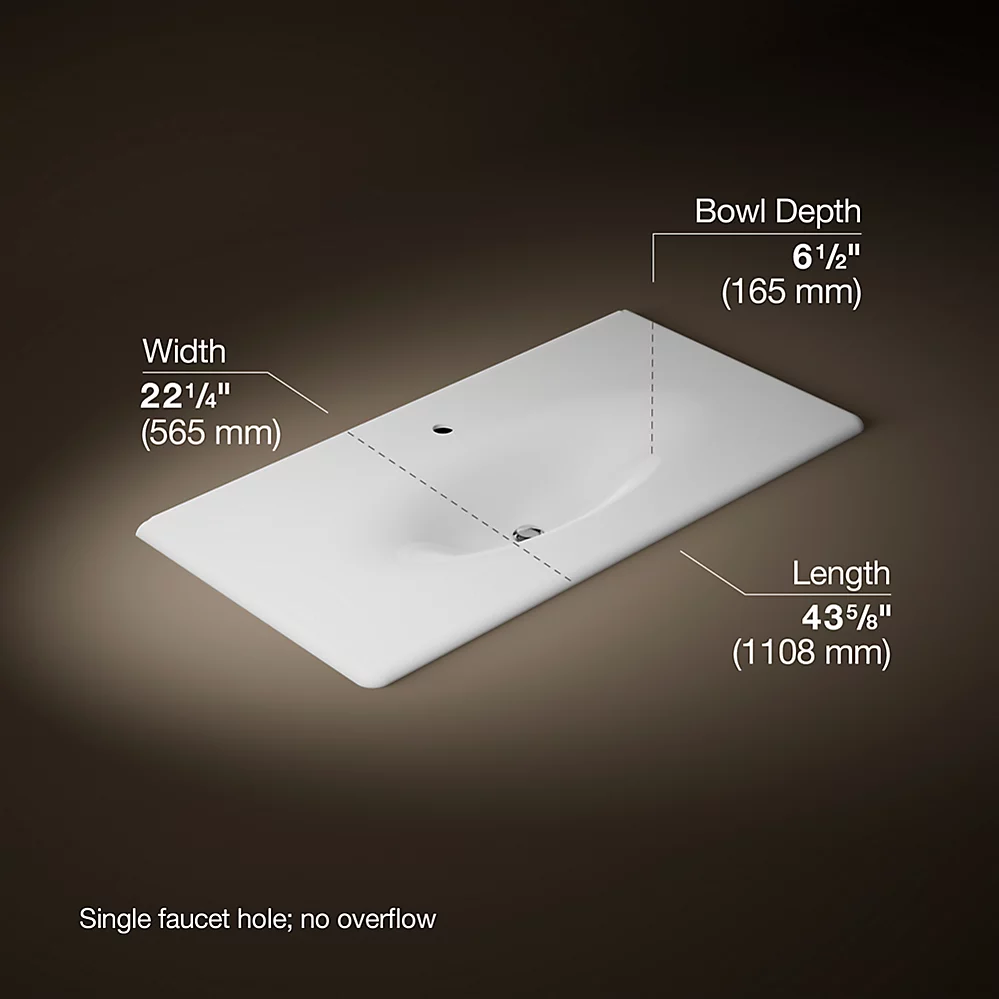 Kohler 3052-1-0 Iron/Impressions Ci Itb, 43 In, 1-Hole