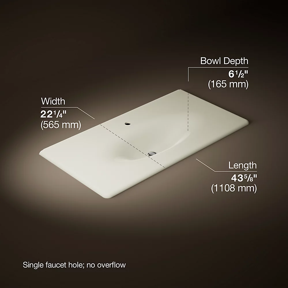 Kohler 3052-1-96 Iron/Impressions Ci Itb, 43 In, 1-Hole