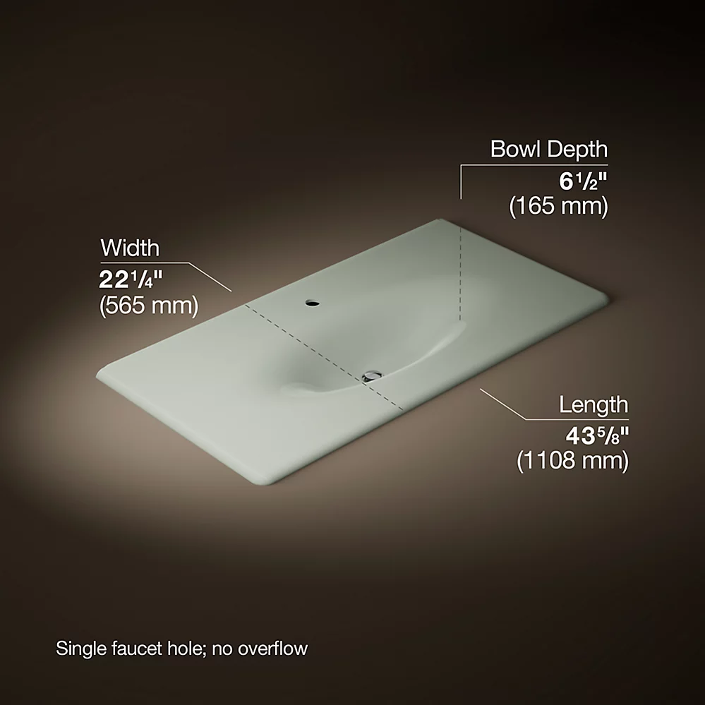 Kohler 3052-1-FF Iron/Impressions Ci Itb, 43 In, 1-Hole