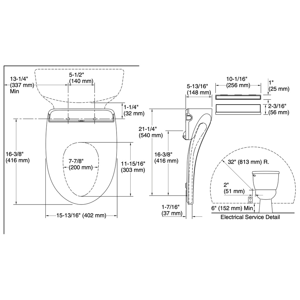 Kohler 30805-0 Purewash E880 Bidet Seat Elongated