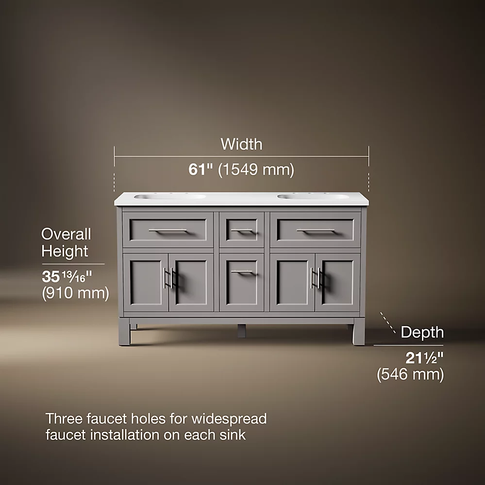 Kohler 31246-ASB-1WT Quo Vanity 60 Inches