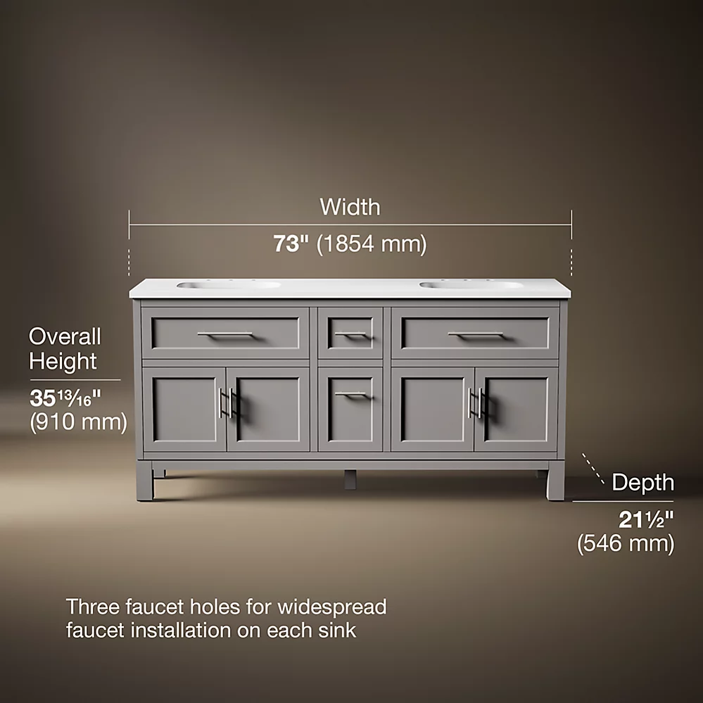Kohler 31247-ASB-1WT Quo Vanity 72 Inches
