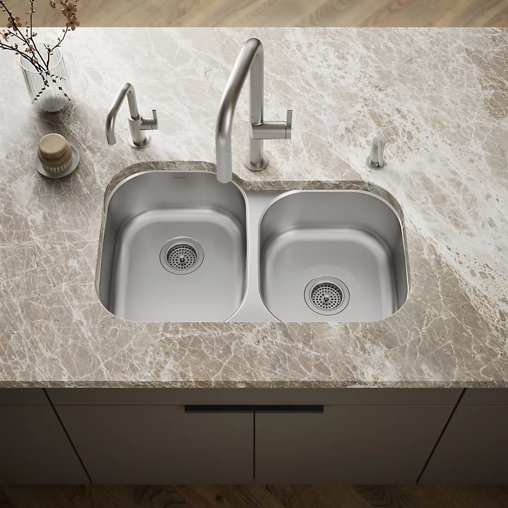 Kohler 3150-NA Undertone Dbl Lg/Med Ss Sink, Rh