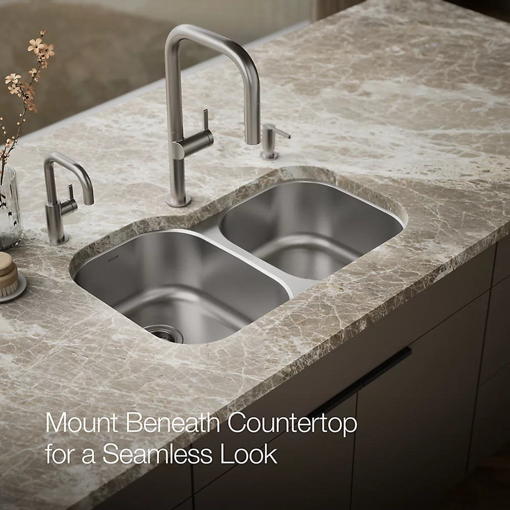 Kohler 3150-NA Undertone Dbl Lg/Med Ss Sink, Rh